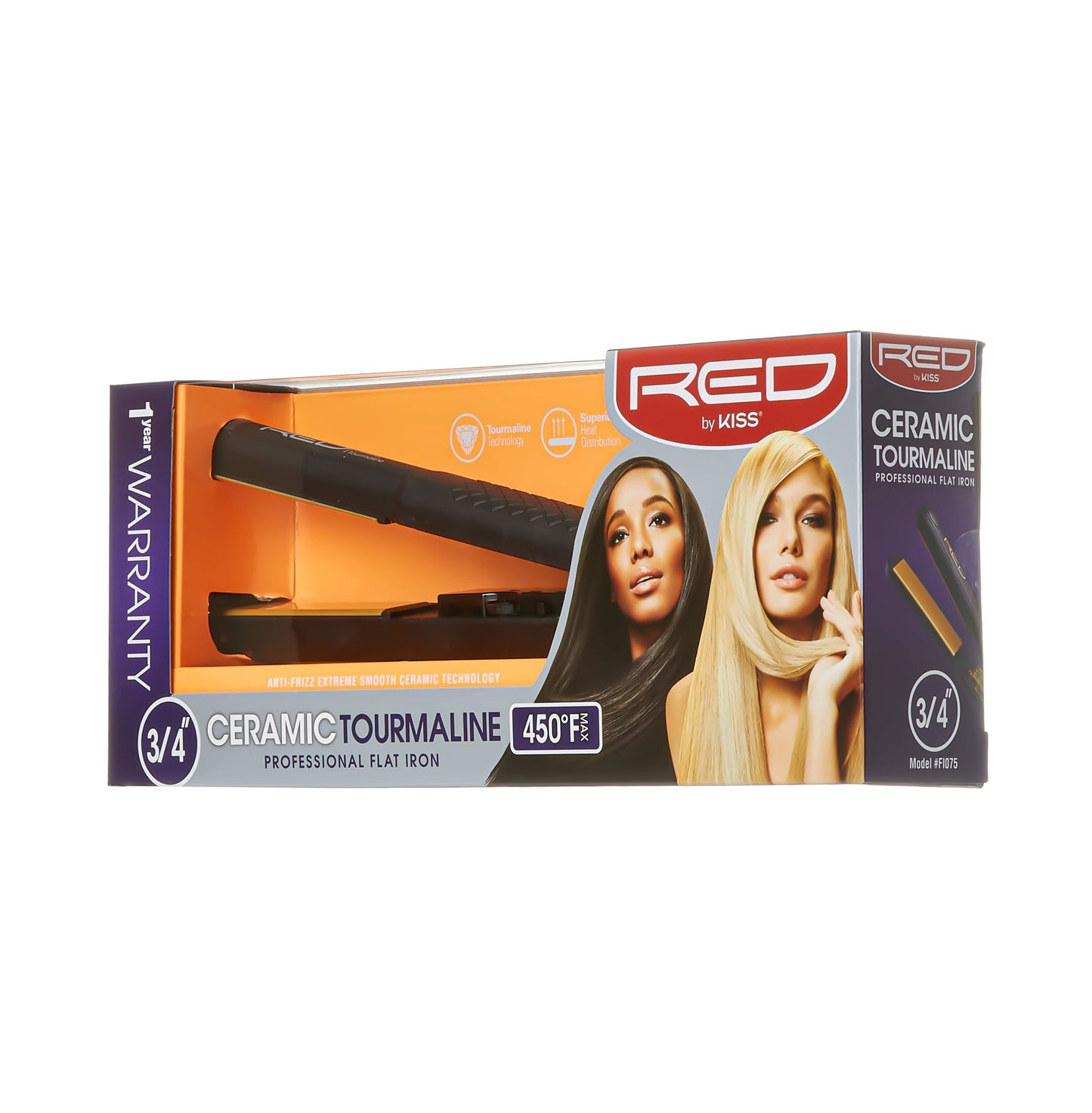Red by Kiss Ceramic Tourmaline Flat Iron with Temp Control