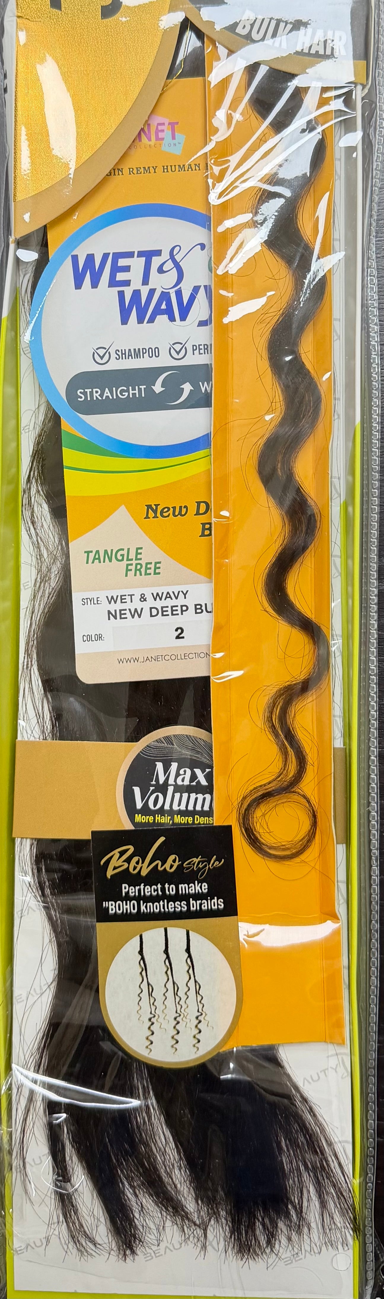 Janet Collection 100% Human Hair for Braiding Wet & Wavy NEW DEEP BULK 18"