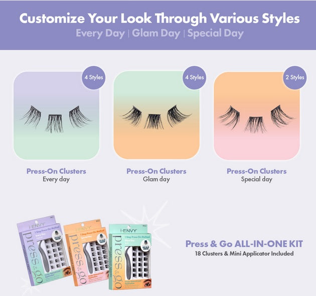 i*ENVY Press & Go Press On Cluster Lashes All-in-One Kit