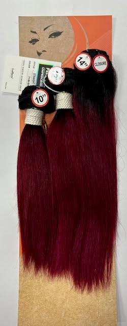 Laflare 100% Human Peruvian STRAIGHT (3 Bundles + Closure)