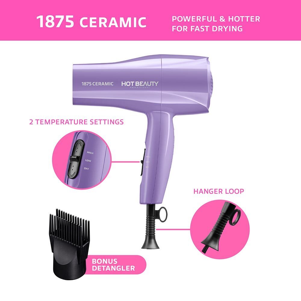 RED BY KISS 1875 Ceramic Styling Dryer Purple