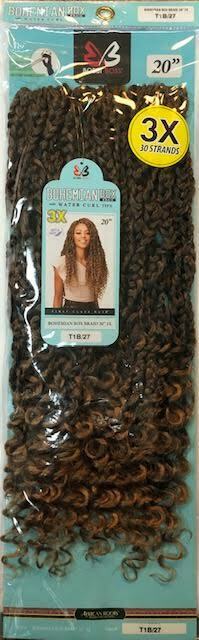 Bobbi Boss Synthetic Crochet Braid BOHEMIAN BOX BRAID WITH WATER CURL TIPS 20"