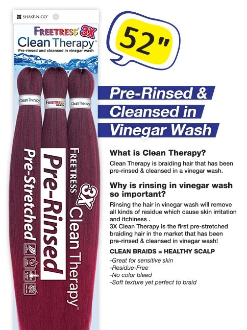 Freetress Synthetic Braid Hair 3X CLEAN THERAPY 52"