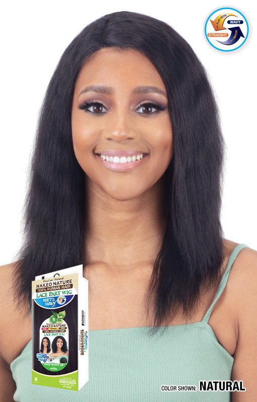 Shake-N-Go Naked Brazilian Natural 100% Human Hair Lace Part Wig DEEP WAVE 18