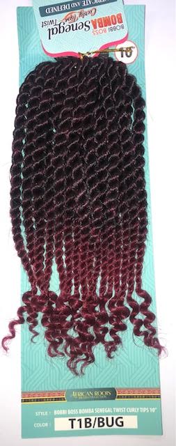 Bobbi Boss Synthetic Crochet Braid Hair BOMBA SENEGAL TWIST CURLY TIPS 10"