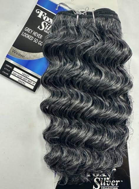 Foxy Silver Human Blend Hair for Weaving DEEP WAVE