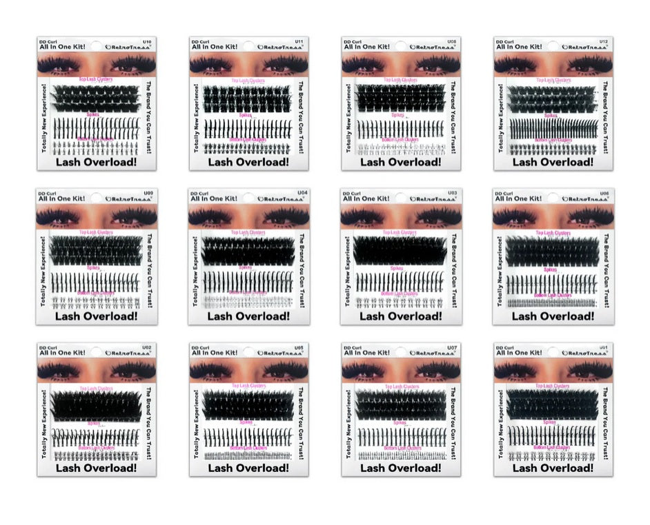 Retro Tress ALL IN ONE KIT 3 IN 1 BOX Lashes Clusters Kit DIY Lash Extension