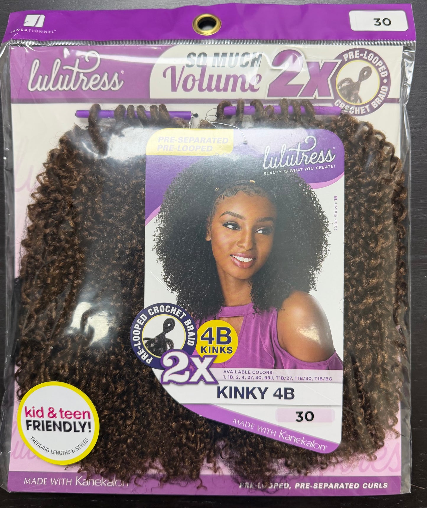 Sensationnel Synthetic Pre-Looped Crochet Braid LULUTRESS 2X KINKY 4B