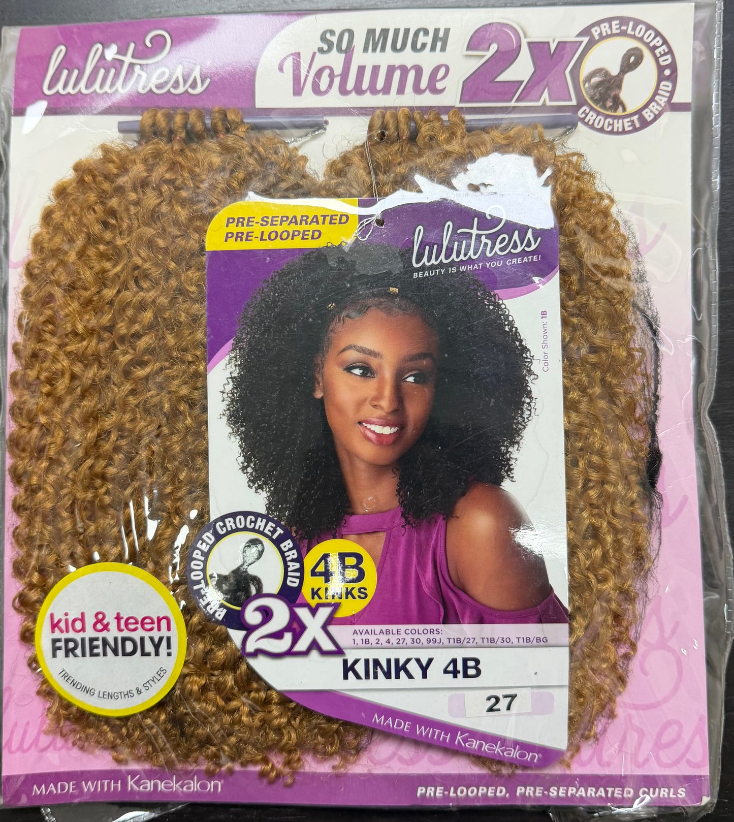 Sensationnel Synthetic Pre-Looped Crochet Braid LULUTRESS 2X KINKY 4B
