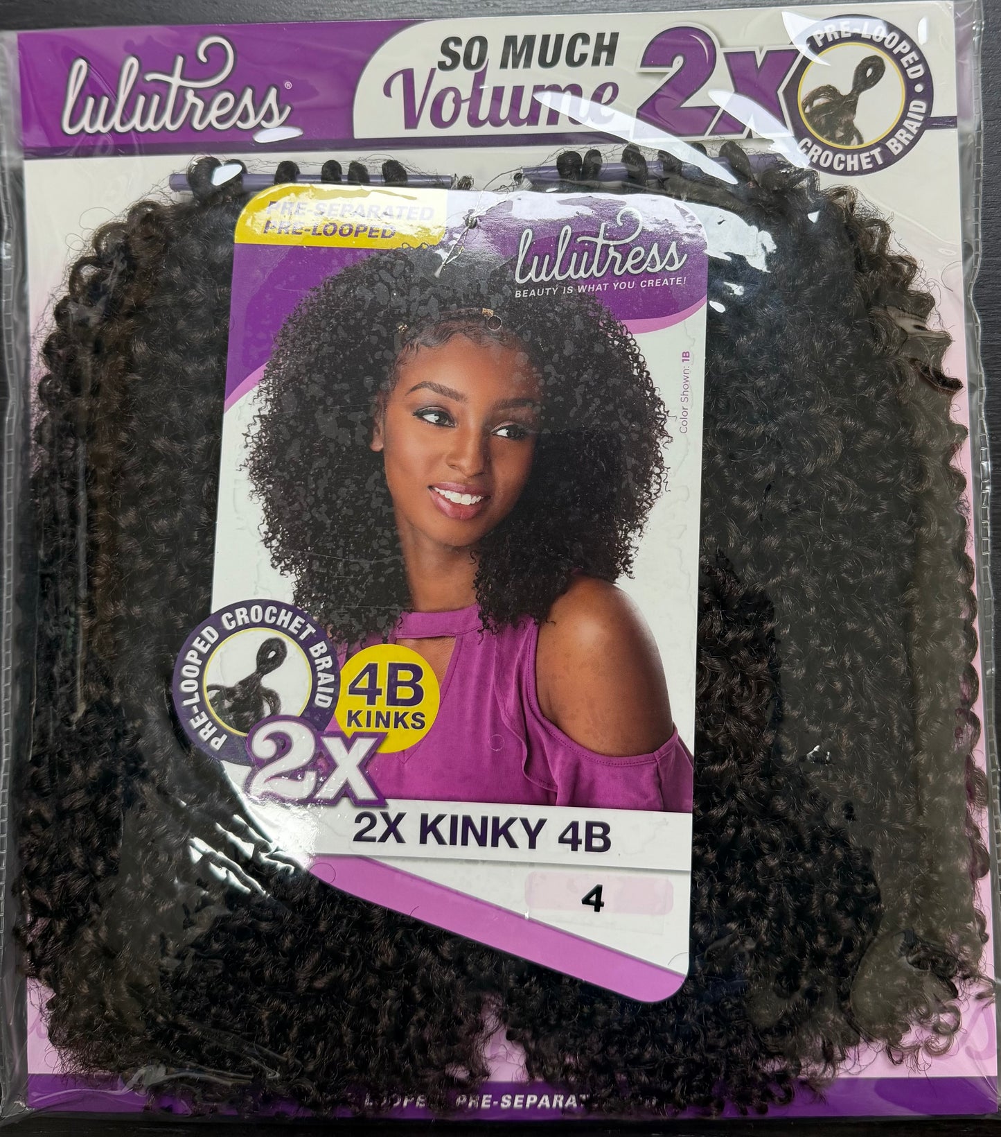 Sensationnel Synthetic Pre-Looped Crochet Braid LULUTRESS 2X KINKY 4B
