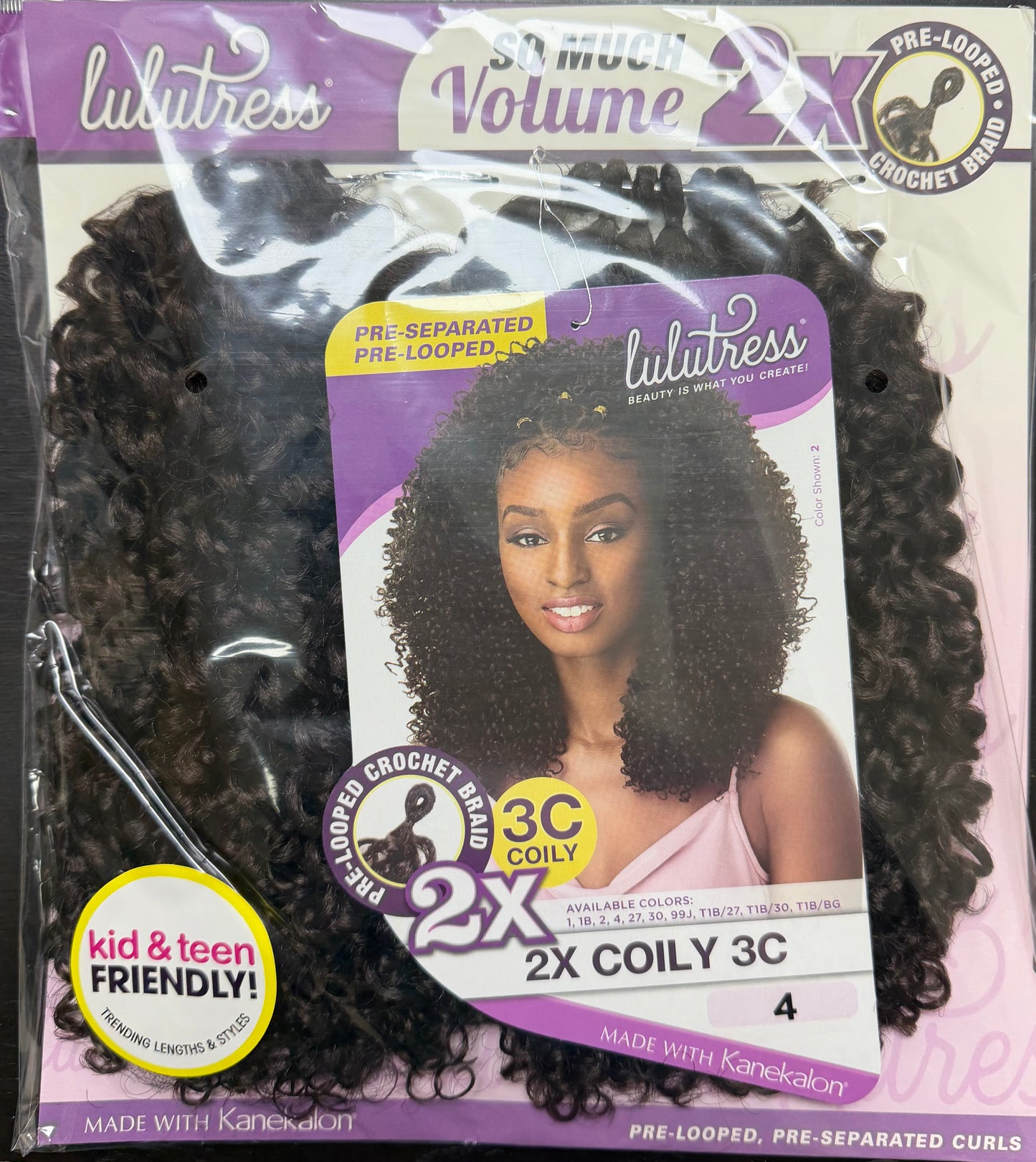Sensationnel Synthetic Pre-Looped Crochet Braid LULUTRESS 2X COILY 3C