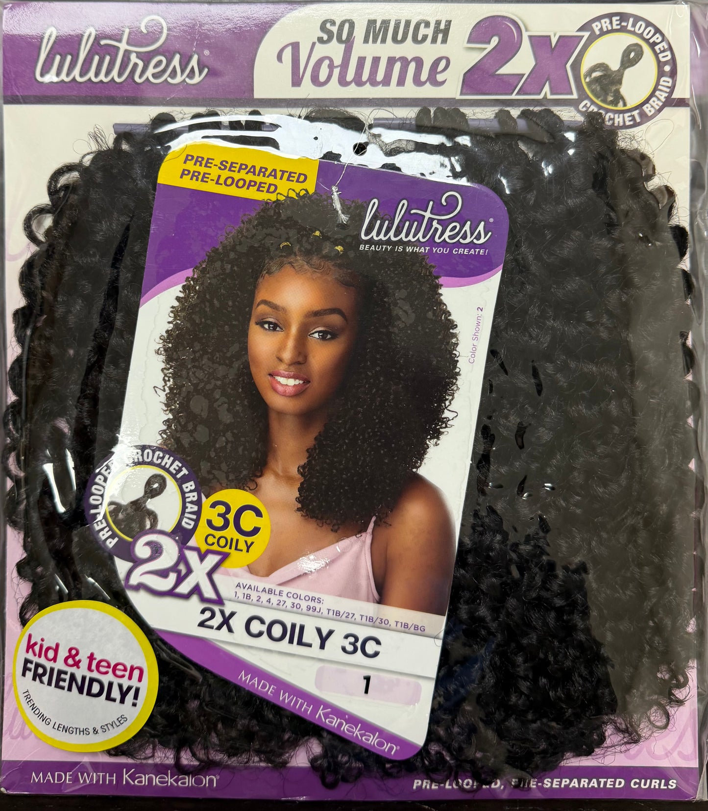 Sensationnel Synthetic Pre-Looped Crochet Braid LULUTRESS 2X COILY 3C