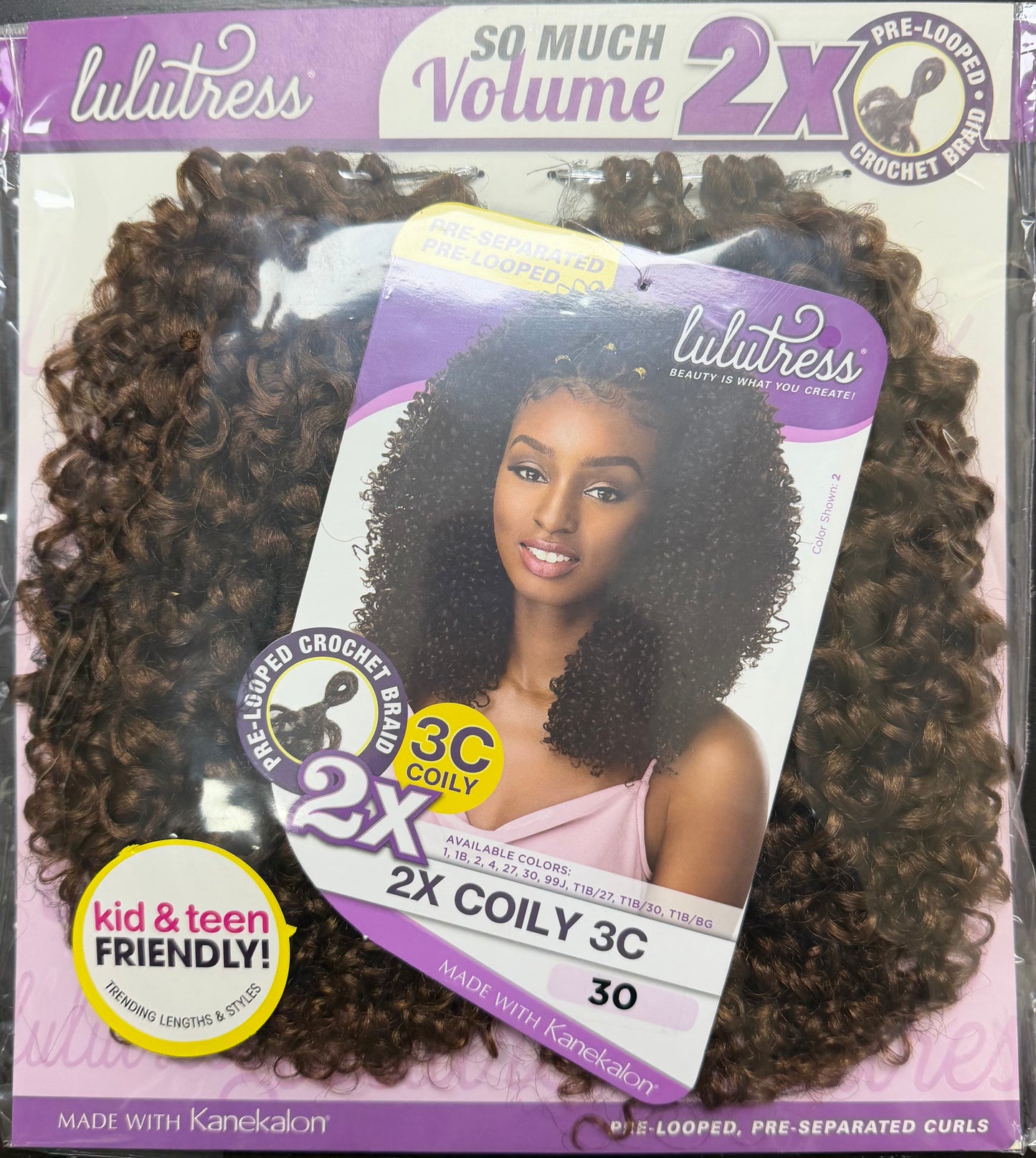 Sensationnel Synthetic Pre-Looped Crochet Braid LULUTRESS 2X COILY 3C