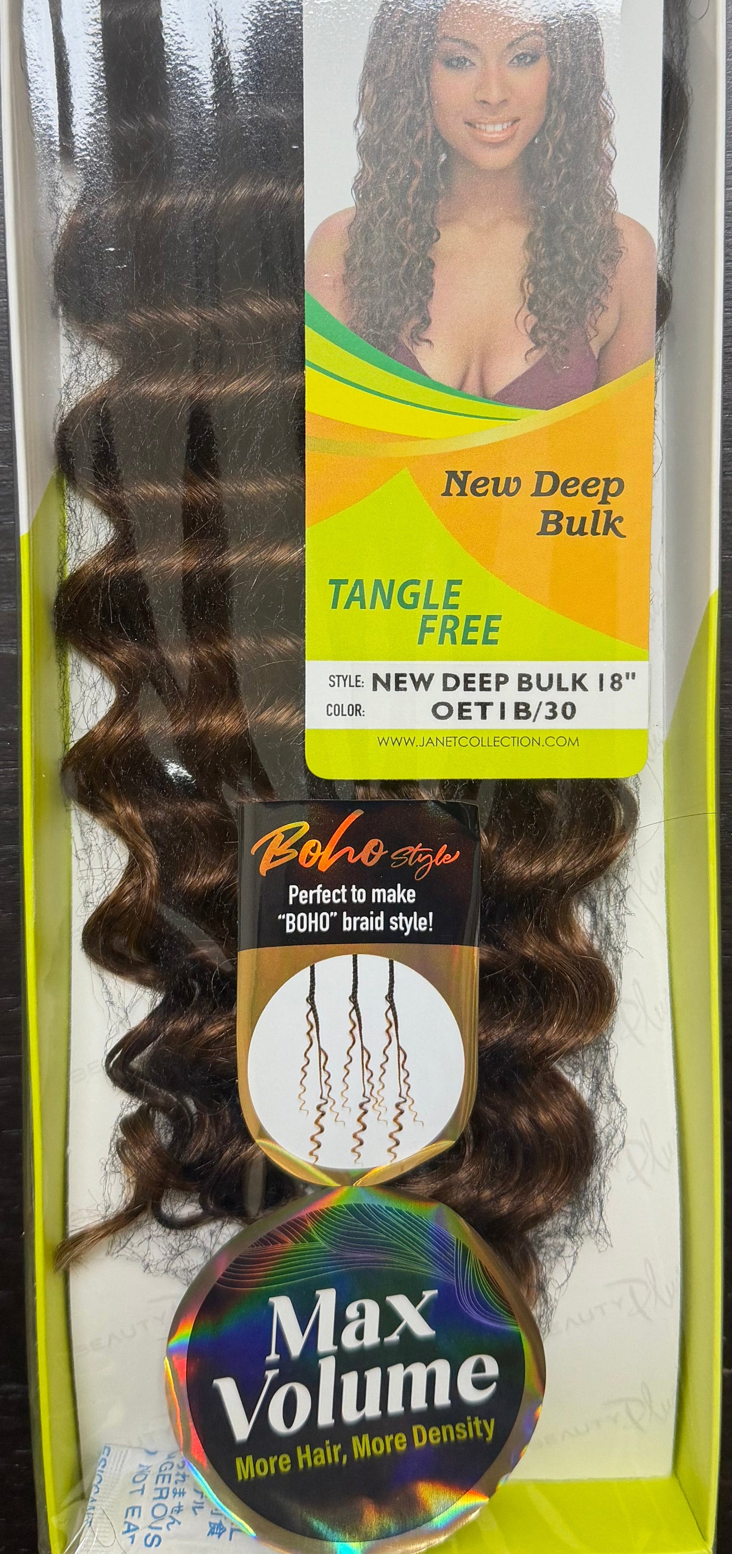 Janet Collection 100% Human Hair for Braiding NEW DEEP BULK 18"