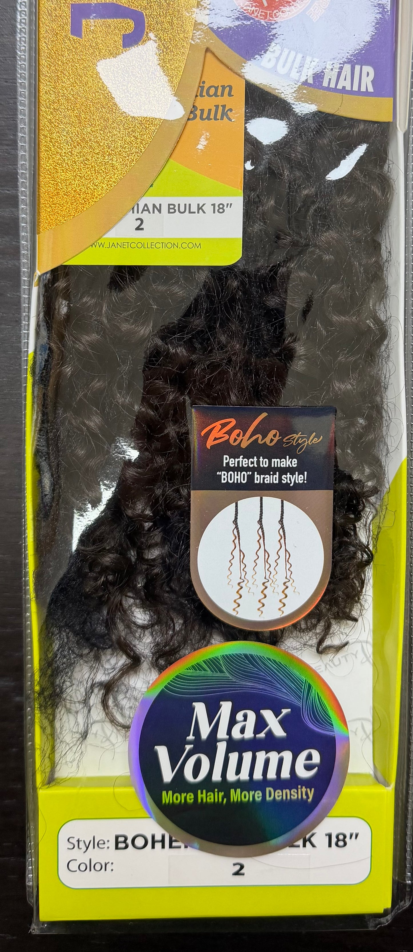 Janet Collection 100% Human Hair for Braiding BOHEMIAN BULK 18"