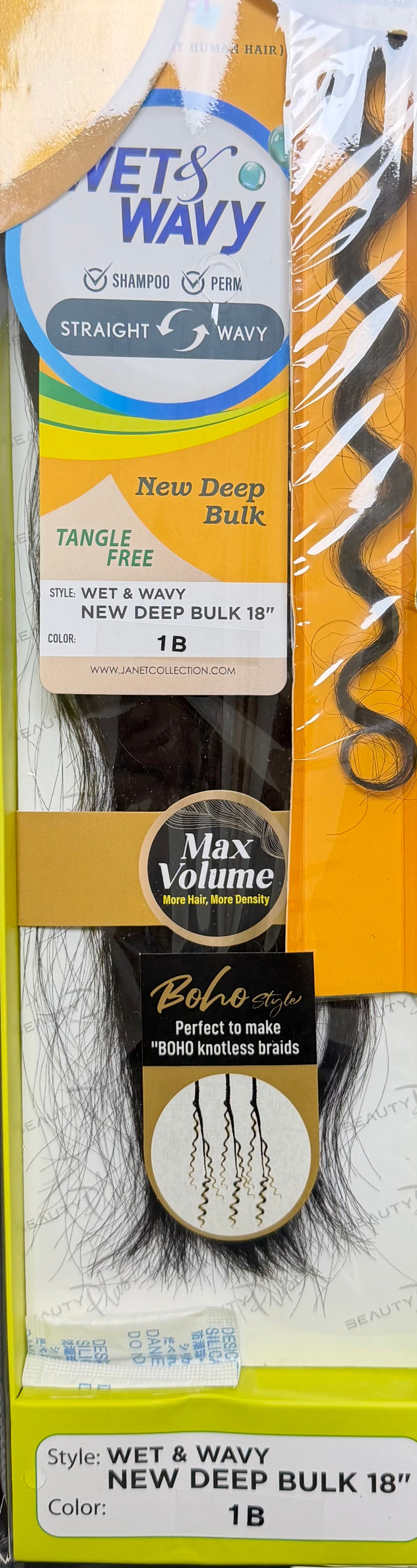 Janet Collection 100% Human Hair for Braiding Wet & Wavy NEW DEEP BULK 18"