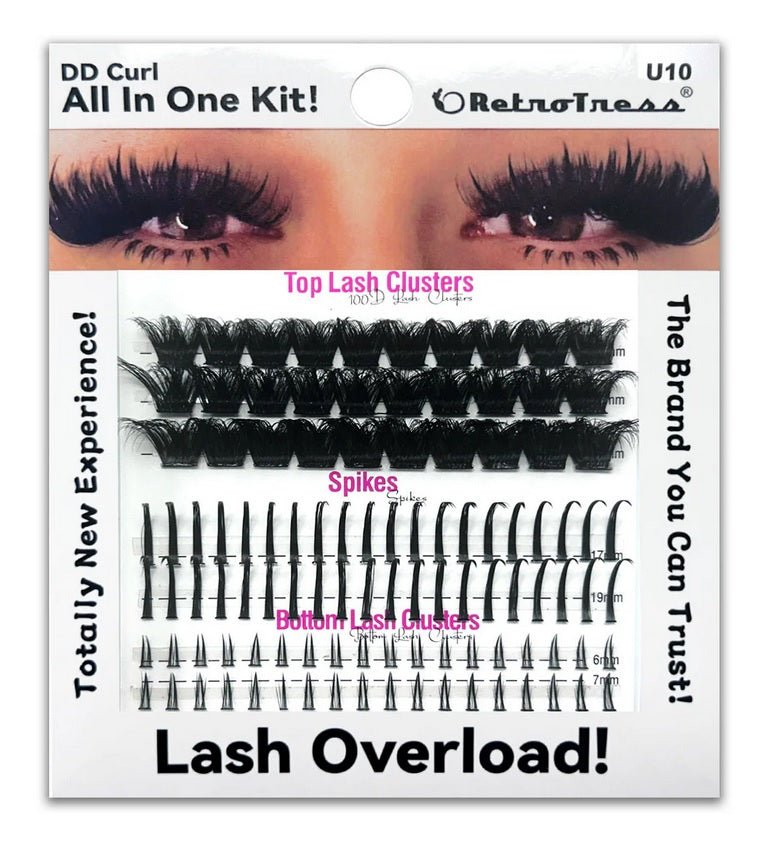 Retro Tress ALL IN ONE KIT 3 IN 1 BOX Lashes Clusters Kit DIY Lash Extension