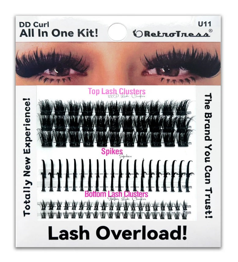 Retro Tress ALL IN ONE KIT 3 IN 1 BOX Lashes Clusters Kit DIY Lash Extension
