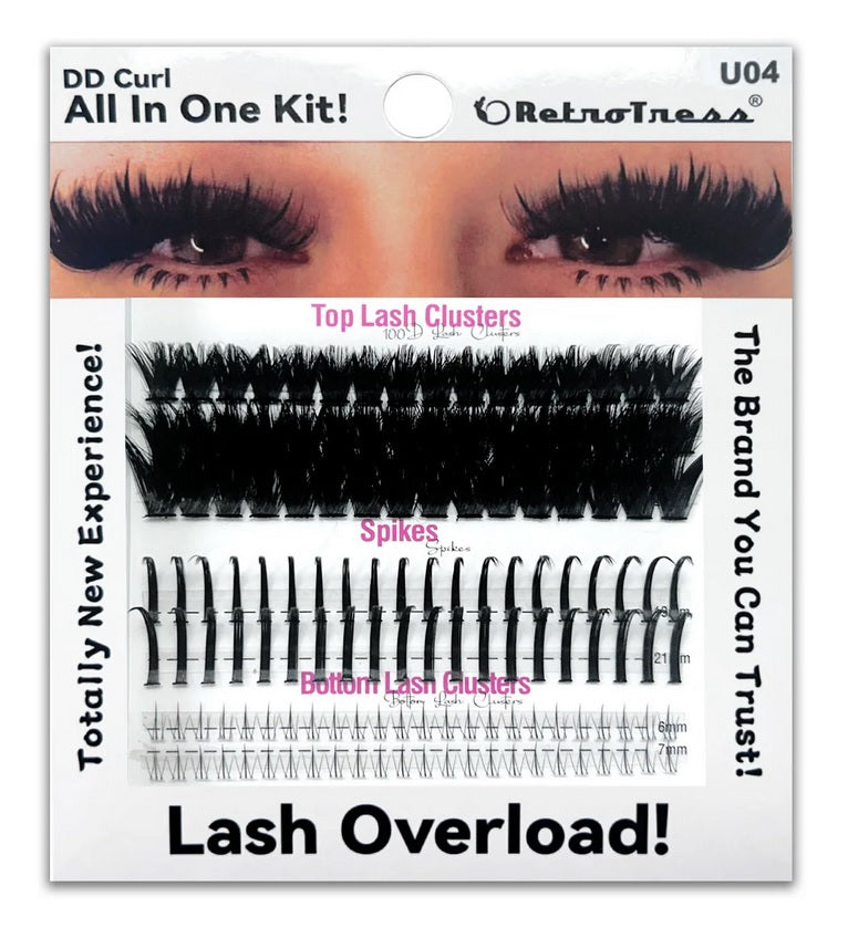 Retro Tress ALL IN ONE KIT 3 IN 1 BOX Lashes Clusters Kit DIY Lash Extension