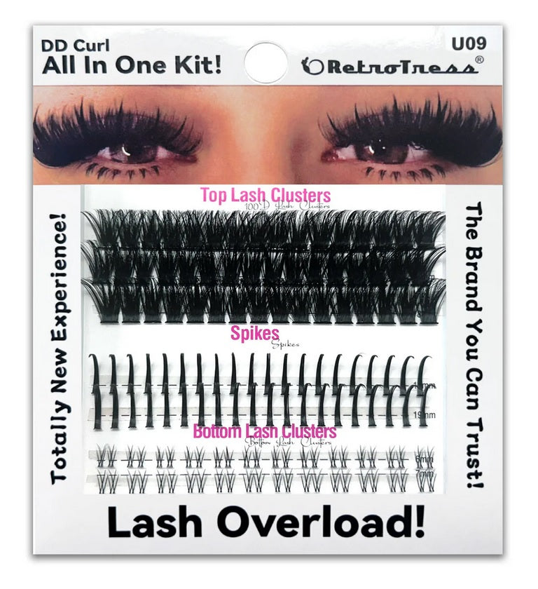 Retro Tress ALL IN ONE KIT 3 IN 1 BOX Lashes Clusters Kit DIY Lash Extension