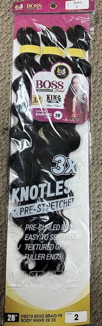 Bobbi Boss Knotless Pre-Stretched Braid PF BODY WAVE 28 3X