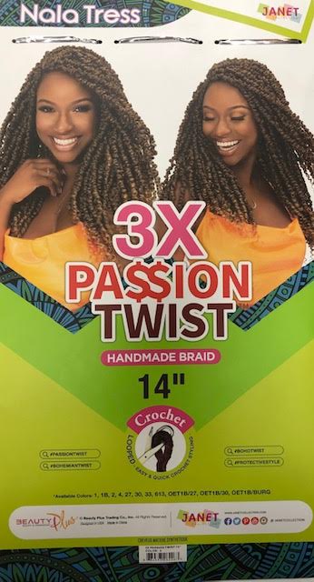 Janet Collection Nala Tress Synthetic Crochet Braid Hair 3X PASSION TWIST 14"