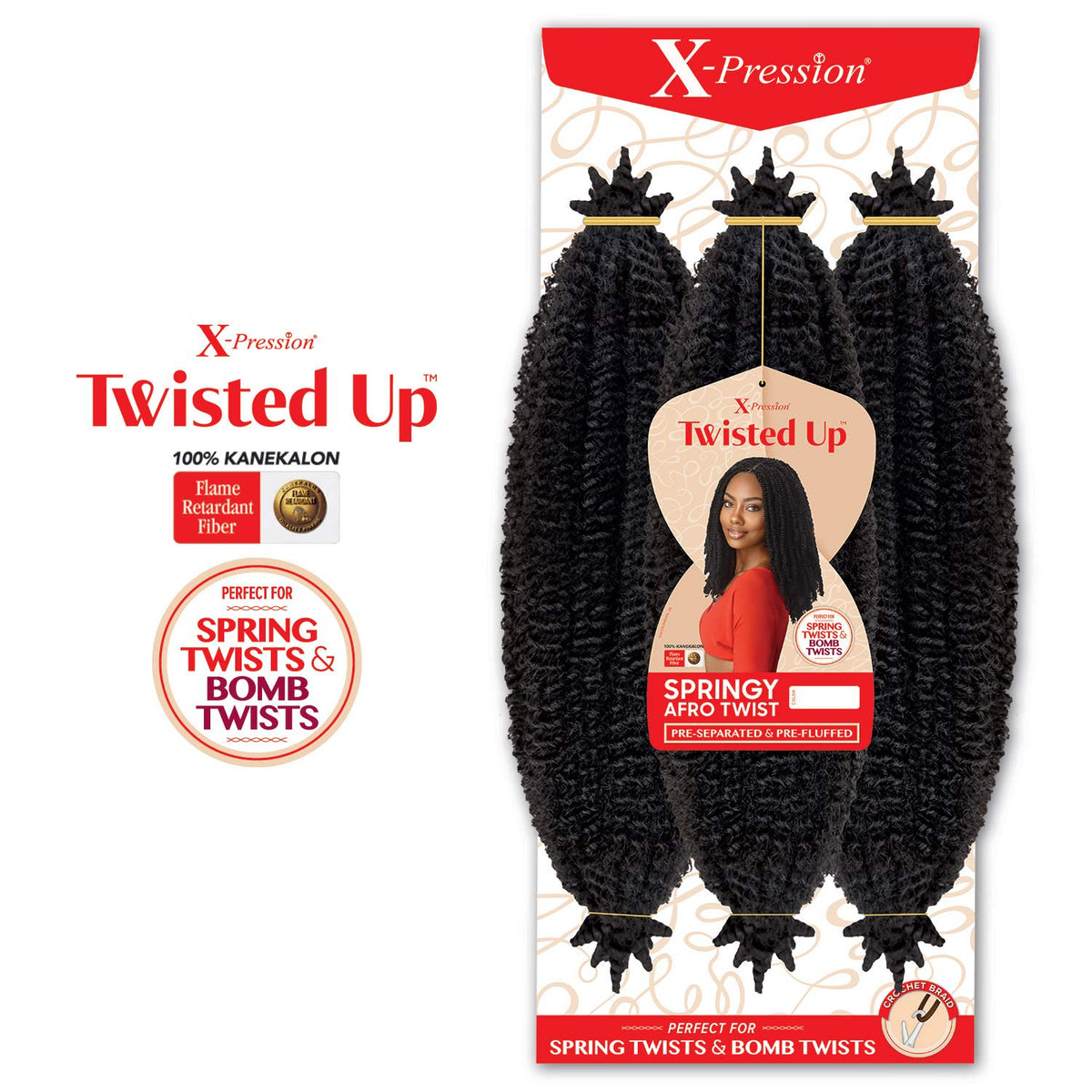 Outre Afro Braiding Hair Outre X-Pression Springy Afro Twist 16" | Pre-Fluffed Braiding Hair