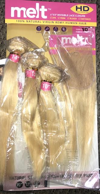 Janet Melt 100% Natural Virgin Human Hair - NATURAL STRAIGHT 3PCS+4x5 HD CLOSURE