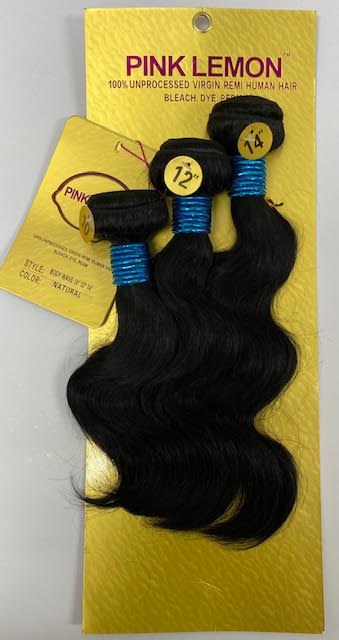 Pink Lemon 100% Unprocessed Human Hair BODY WAVE 3 Pack Bundle