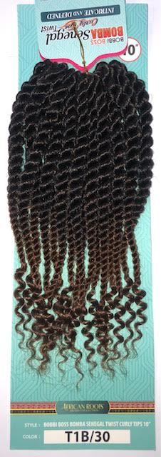Bobbi Boss Synthetic Crochet Braid Hair BOMBA SENEGAL TWIST CURLY TIPS 10"
