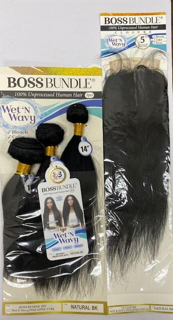 Bobbi Boss 100% Unprocessed Human Hair Wet & Wavy Weave - PINEAPPLE CURL